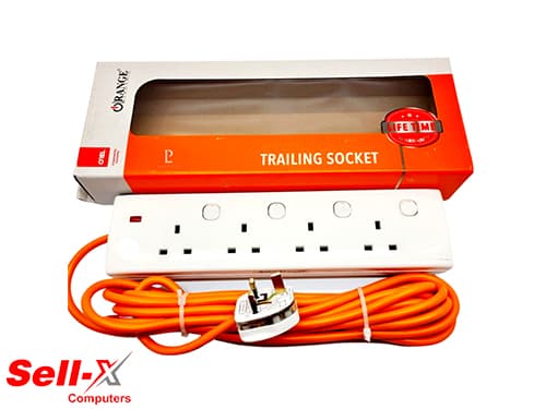 ORANGE 7M 4WAY 13A HIGH QUALITY POWER EXTENSION CORD