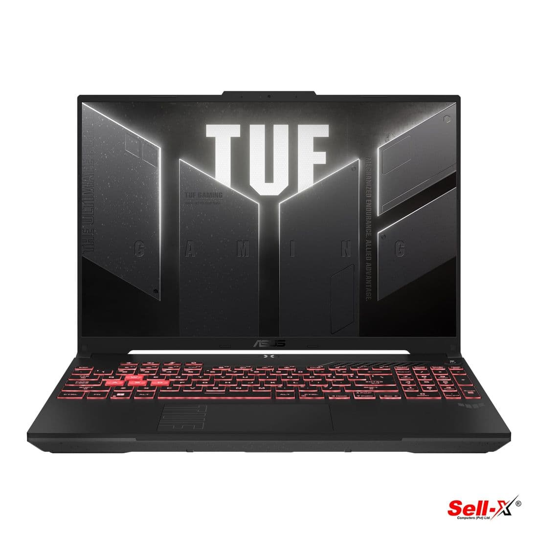 ASUS TUF Gaming A16 FA607NUQ laptop, front view with screen open, Mecha Gray