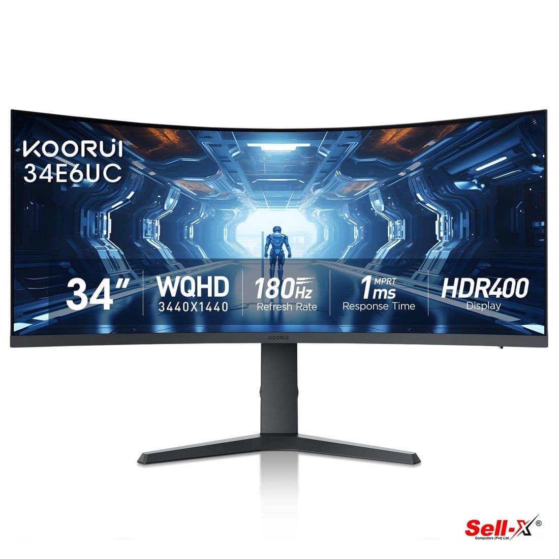 KOORUI 34E6UC 34-inch ultrawide curved WQHD gaming monitor, front view