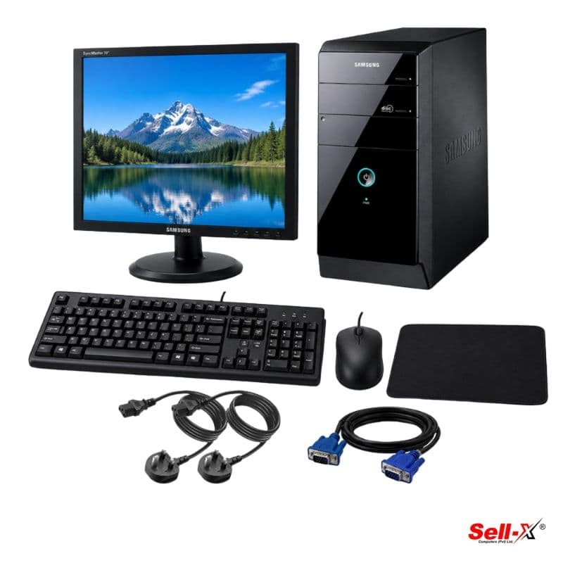 Used Samsung full set PC with 17-inch monitor, keyboard, mouse and speakers
