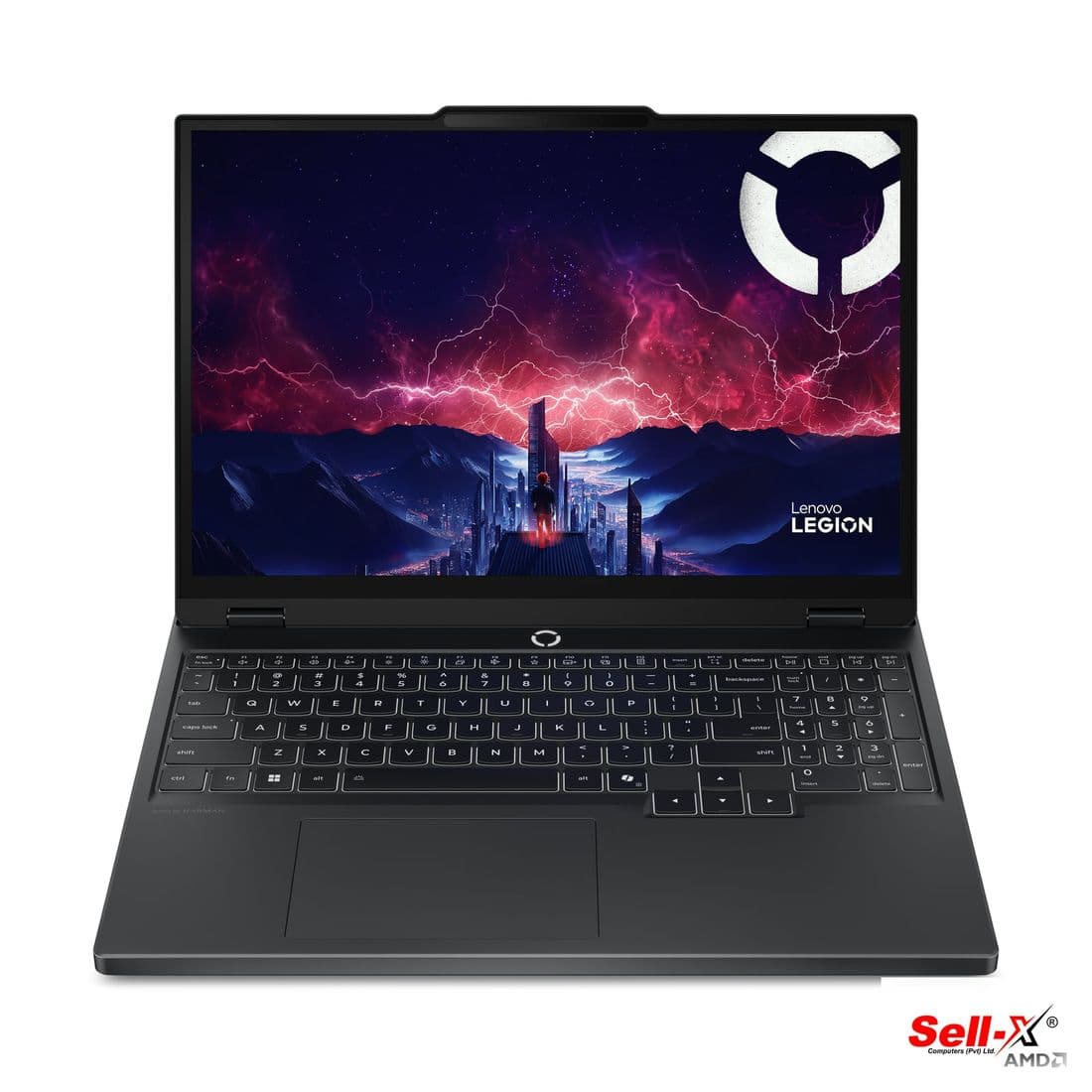 Lenovo Legion 5 15AKP10 front view, open lid with 15.1-inch OLED display, Eclipse Black