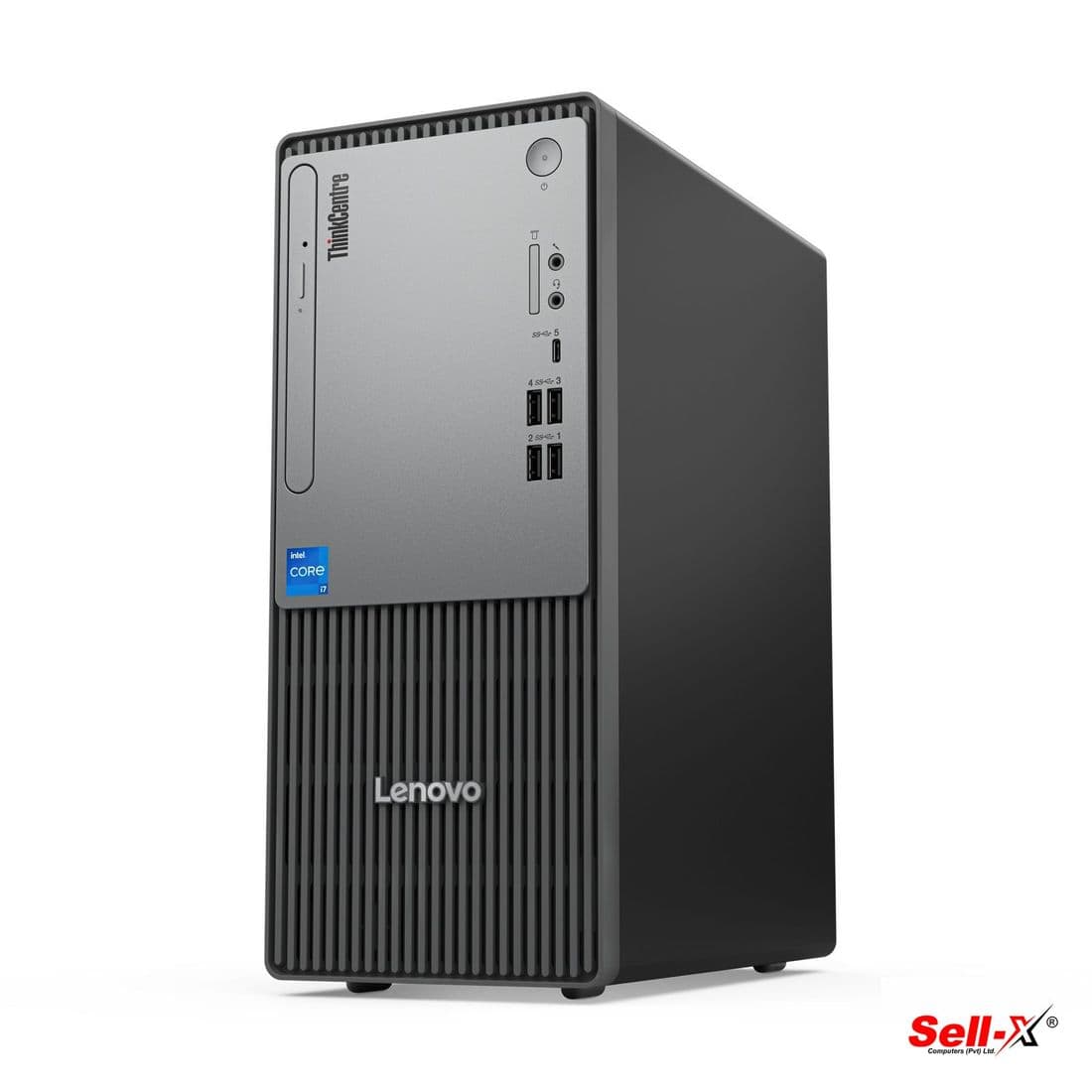 Lenovo ThinkCentre neo 50t Gen 5 tower desktop, front view