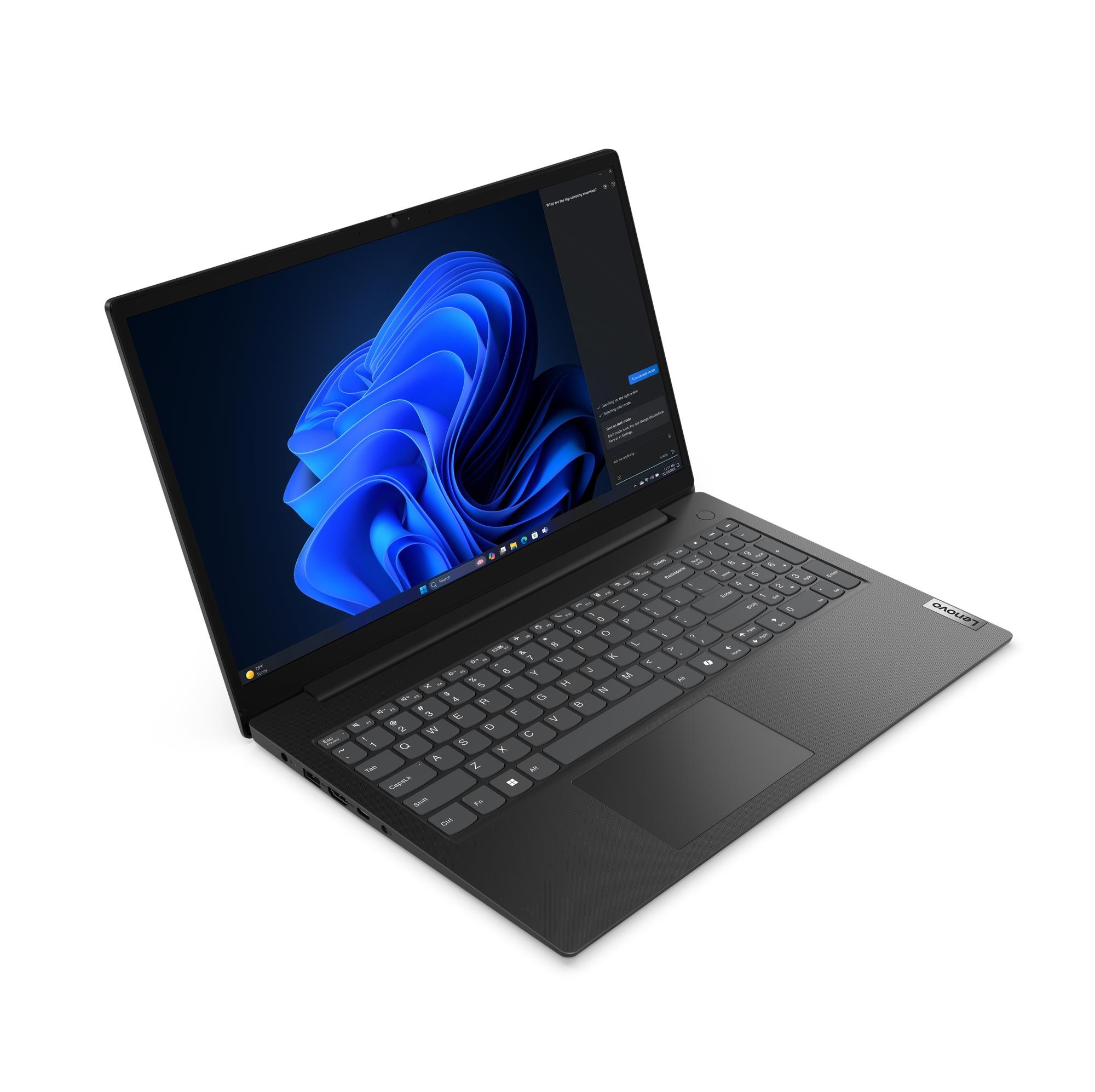 Lenovo V15 G5 IRL, angled view of screen and keyboard
