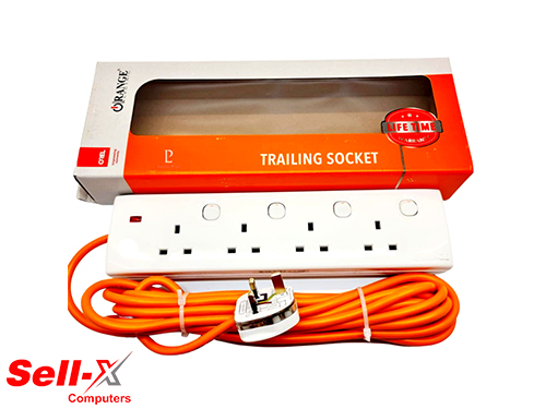 ORANGE 7M 4WAY 13A HIGH QUALITY POWER EXTENSION CORD