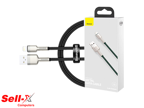 BASEUS CAFULE SERIES 1M USB TO IP METAL DATA CABLE 2.4A BLACK