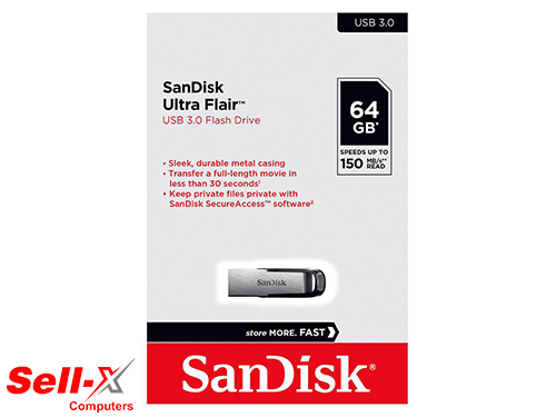 SANDISK ULTRA FLAIR USB 3.0 64GB FLASH DRIVE