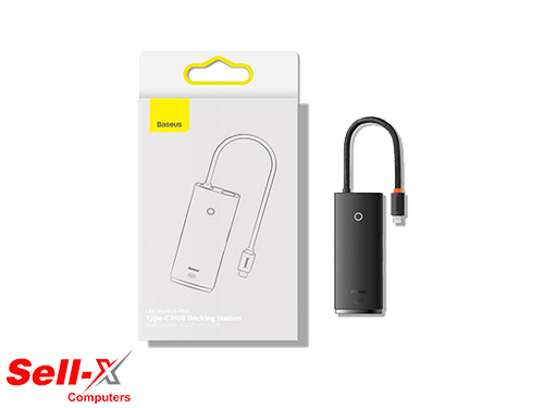 BASEUS 6 IN 1 LITE / AIR JOY TYPE-C HUB DOCKING STATION TYPE-C TO HDMI+USB3.0*2+TYPE-C DATA+SD/TF BLACK